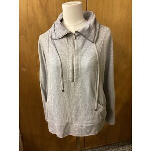 Tommy Bahama Gray Soft Knit Cowl Neck Quarter Zip Pullover Sweatshirt Women S